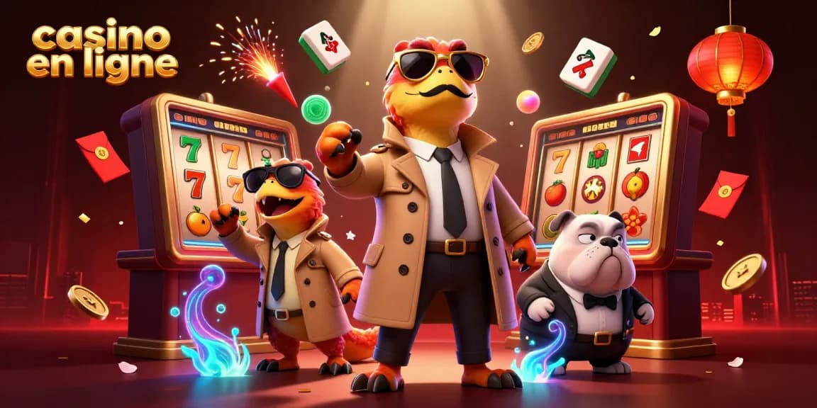Découvrez une scène dynamique de casino en ligne avec des raptors déguisés et des éléments de jeu captivants.