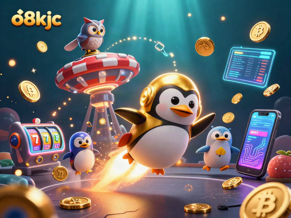 Spin to win with the o8kjc rocket penguin, exploring casino adventures!