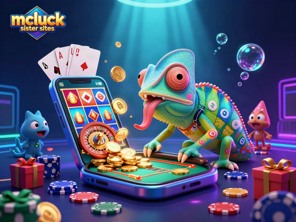 Experience thrilling action at McLuck sister sites featuring a chameleon casino owner and dynamic game elements.