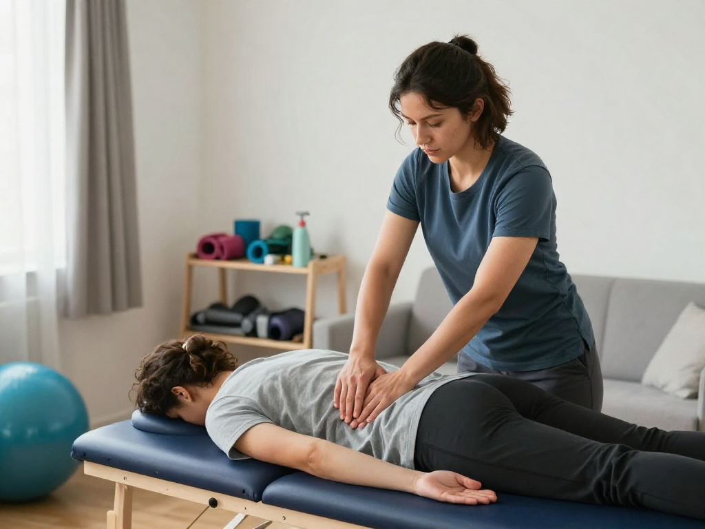"Professional sports massage at home showing patient care in a healthcare setting."