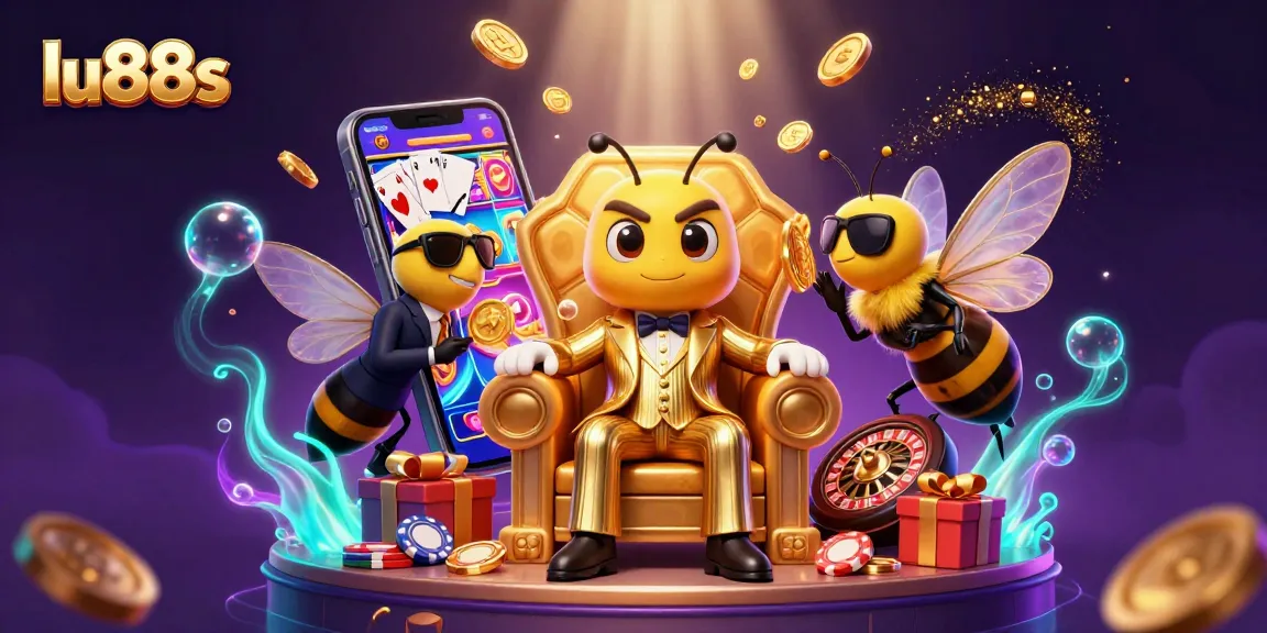 Experience engaging gameplay with lu88s featuring a vibrant casino scene of glowing slot games.