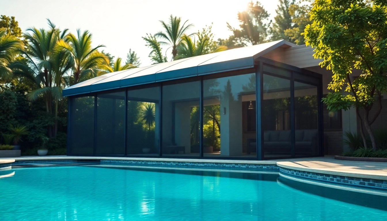 Beautiful pool enclosure enhancing outdoor space, showcasing modern design and clear panels, perfect for relaxation.