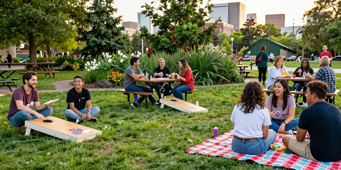 Singles enjoying meaningful connections at HundRoses outdoor gathering in a vibrant park.