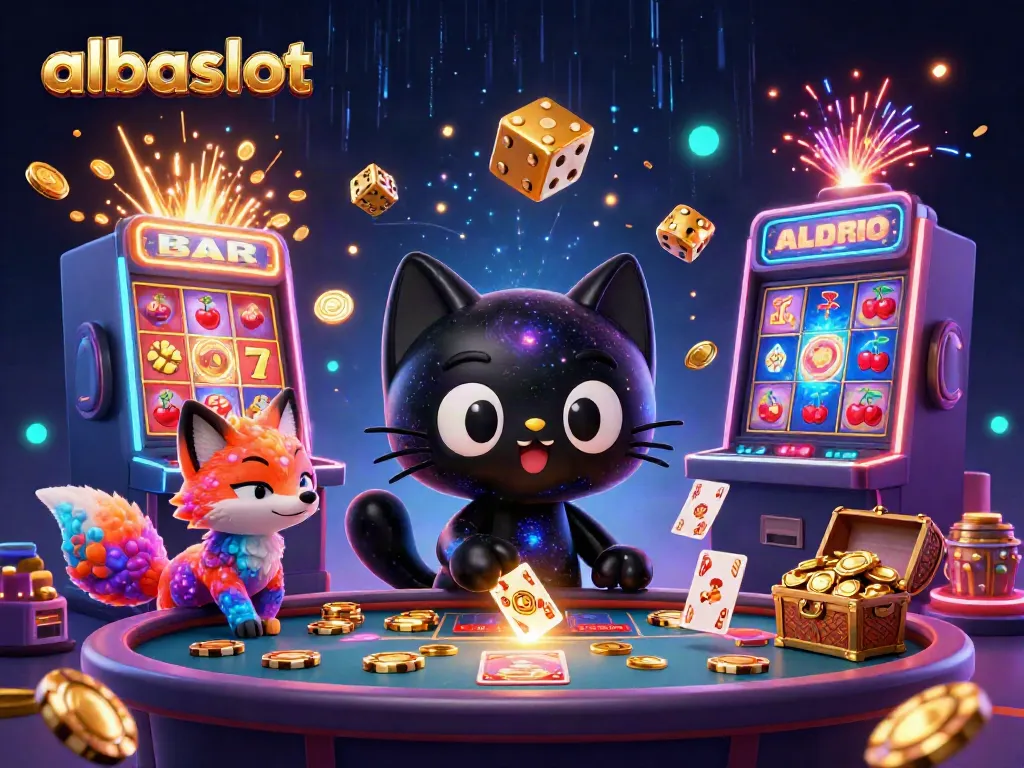 Visualisasi menarik albaslot yang menampilkan kucing yang menyerupai lubang hitam di kasino galaksi.