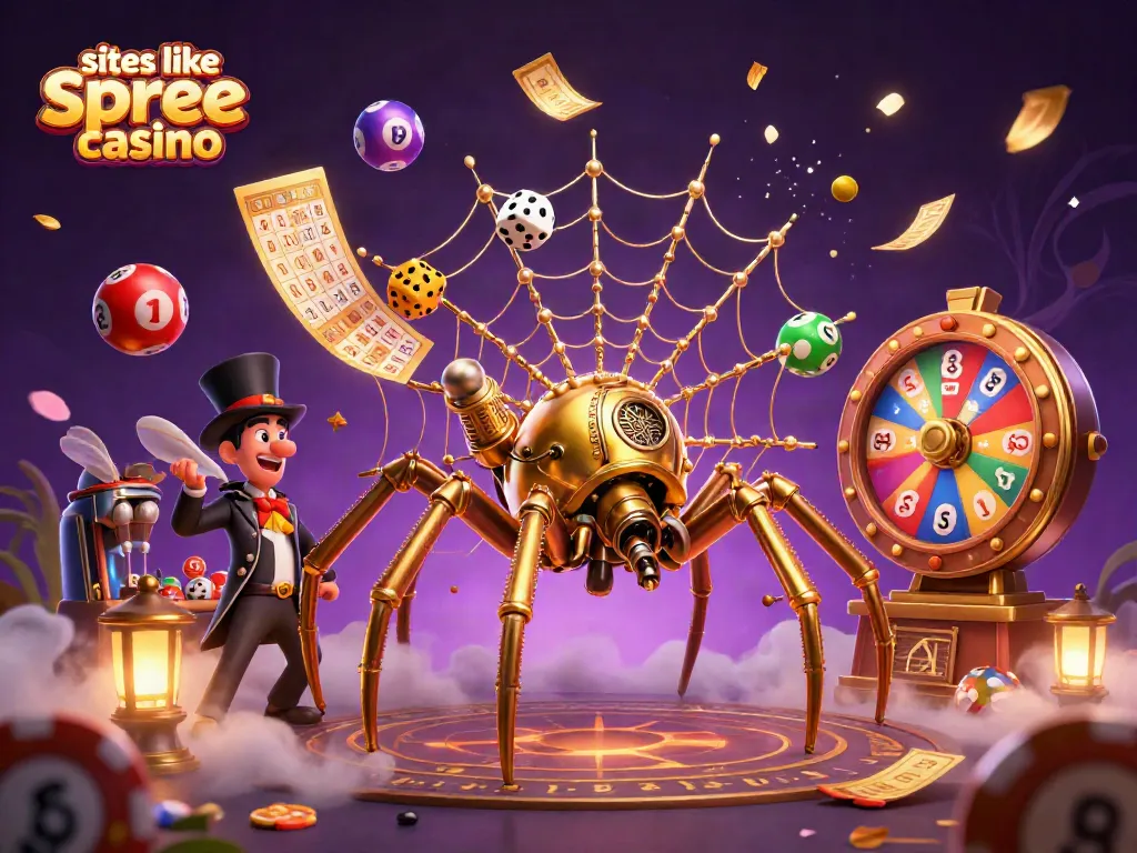 Experience thrilling games like Spree Casino with vibrant banners, characters, and dynamic elements.