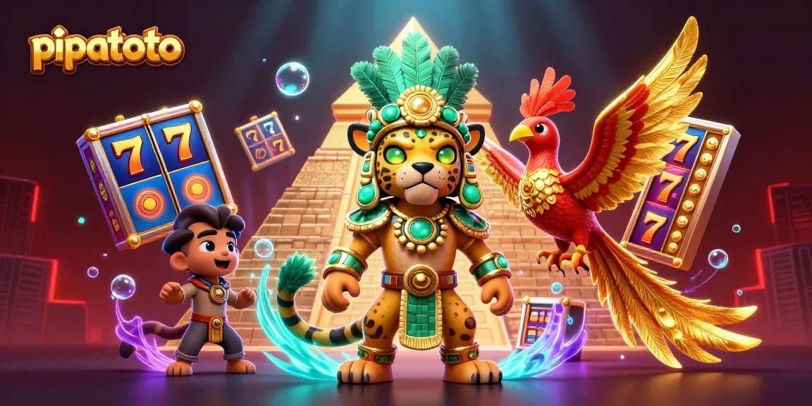 Pipatoto engages players with vibrant slot reels and jackpot counters in this lively casino scene.