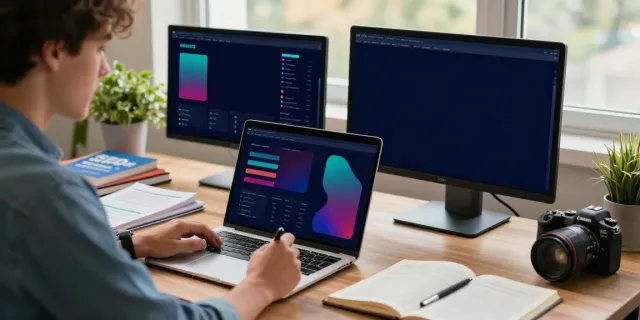 Content creator focusing on instant indexing strategies in a productive workspace.