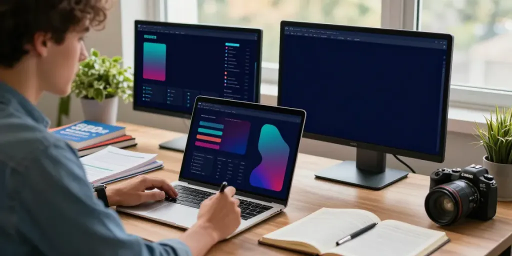 Content creator focusing on instant indexing strategies in a productive workspace.