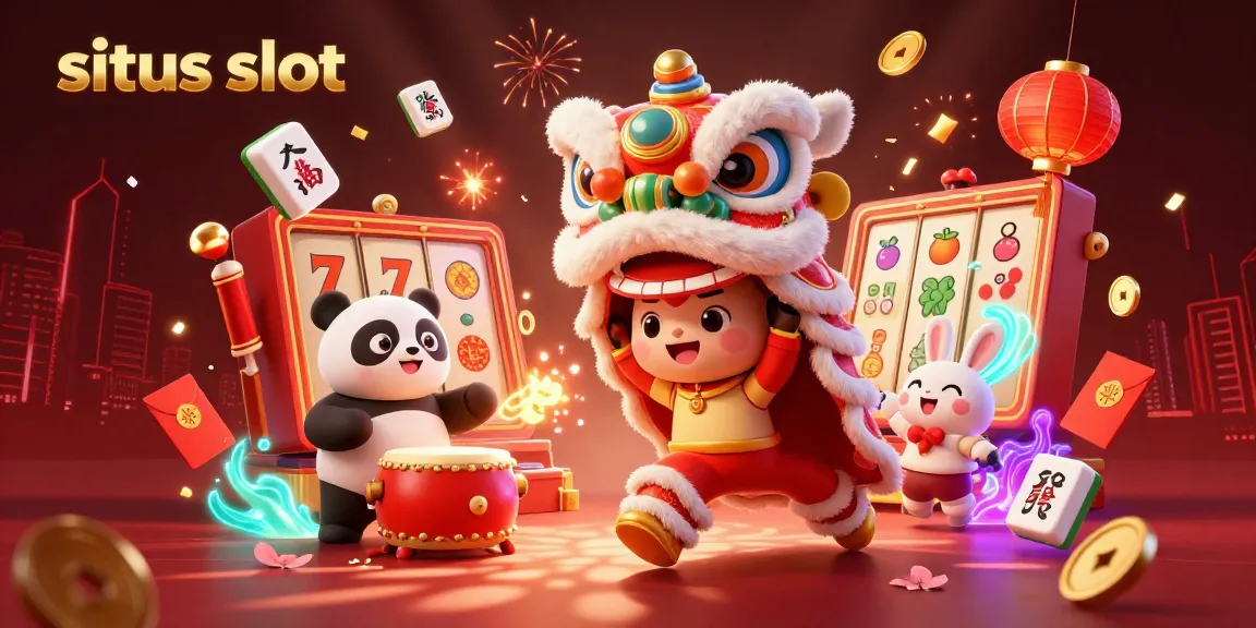 Permainan situs slot penuh warna dengan karakter unik, menarik taruhan dan simbol keberuntungan.