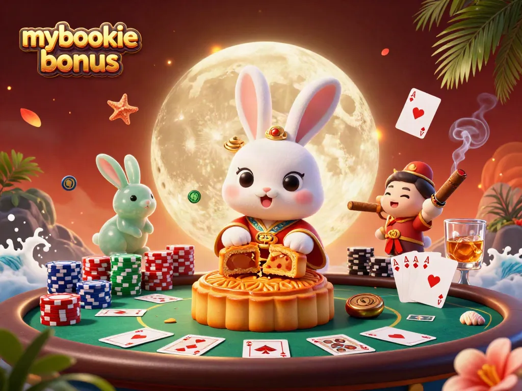 Experience mybookie bonus with poker elements and festive atmosphere in this vibrant scene.