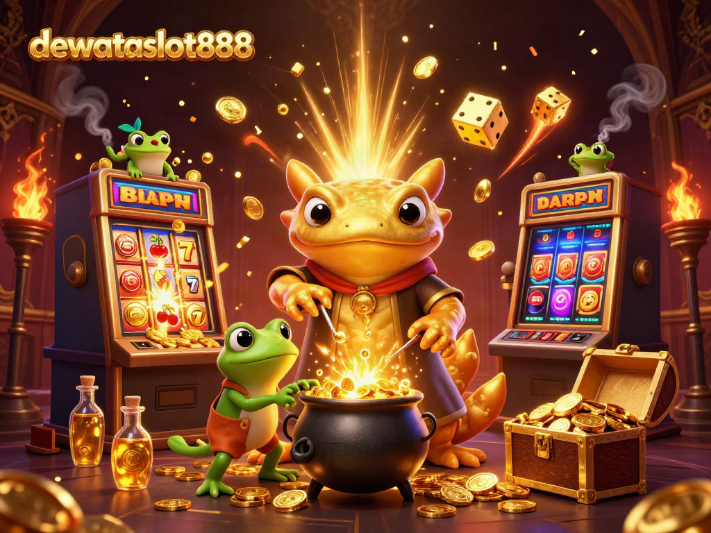 Permainan slot gacor dewataslot888 dengan alkemis dan cauldron emas.