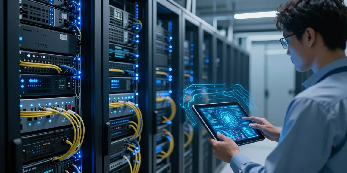 GO8 cloud computing platform in a modern data center with illuminated server racks and fiber optic connections.