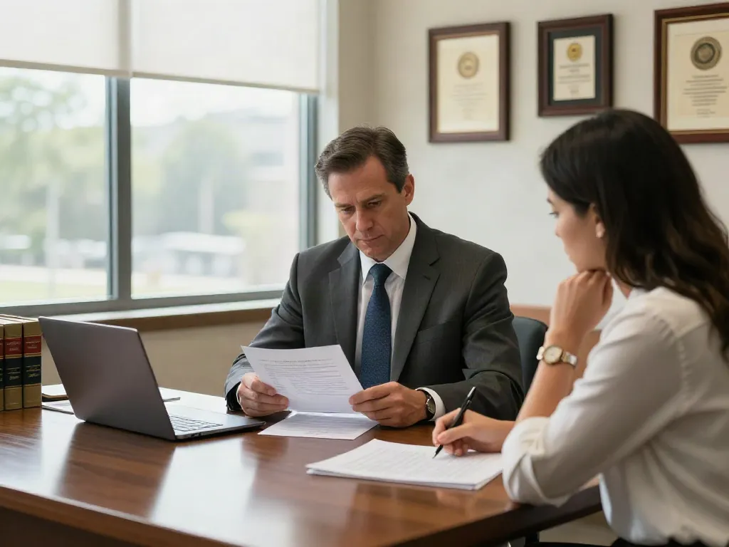Cobb County DUI lawyer consulting with a client in a professional office.