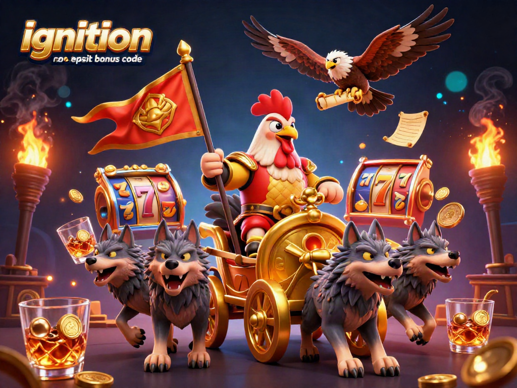Experience thrilling games with ignition casino no deposit bonus code alongside 3D illustration of a chariot with two wolves