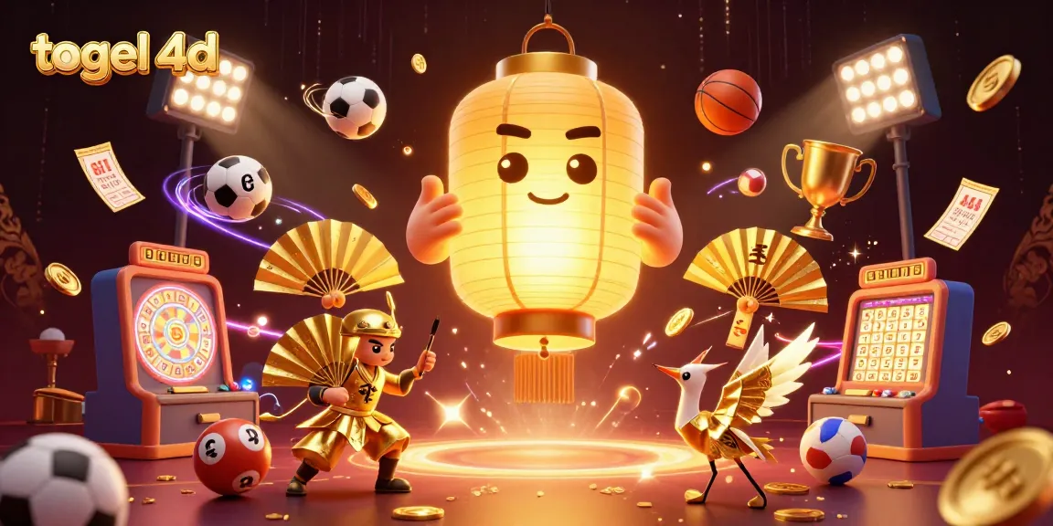 Engage in togel 4d gaming while surrounded by dynamic elements like sports balls and illuminated symbols.