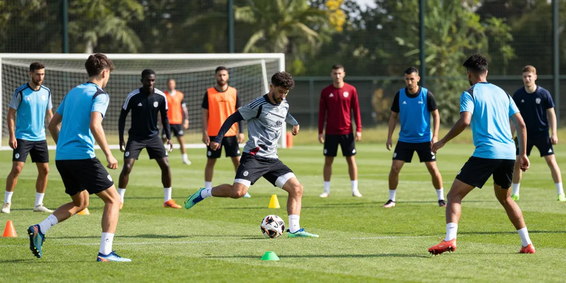 Dynamic training scene highlighting free agents in FC 26 showcasing their skills on the football field.