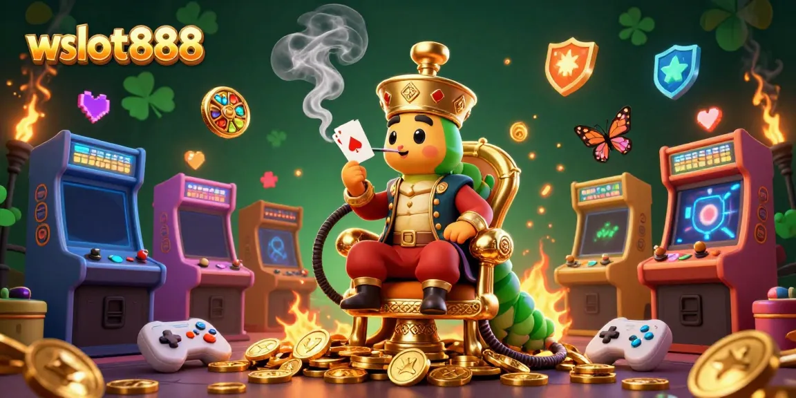 Permainan slot wslot888 yang menonjol dengan karakter alur cerita berwarna-warni dan mesin jackpot berkilau.