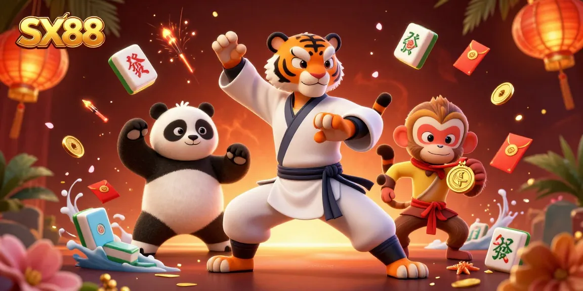 SX88 engaging users with a vibrant casino illustration featuring tiger masters and festive elements