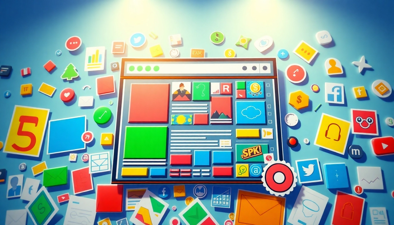 Engaging digital collage symbolizing the million dollar homepage with vibrant buttons and creative graphics.