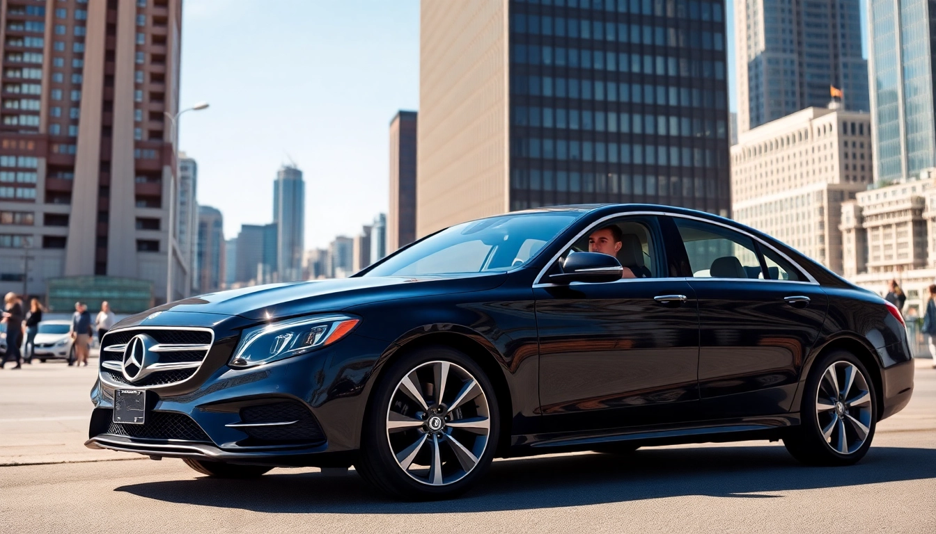 Experience car service vancouver with a luxurious black car parked in the city.