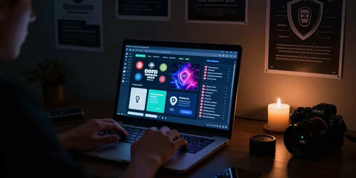 Best Darknet Markets 2026 accessed through secure laptop setup in a dimly lit room emphasizing online anonymity and privacy.
