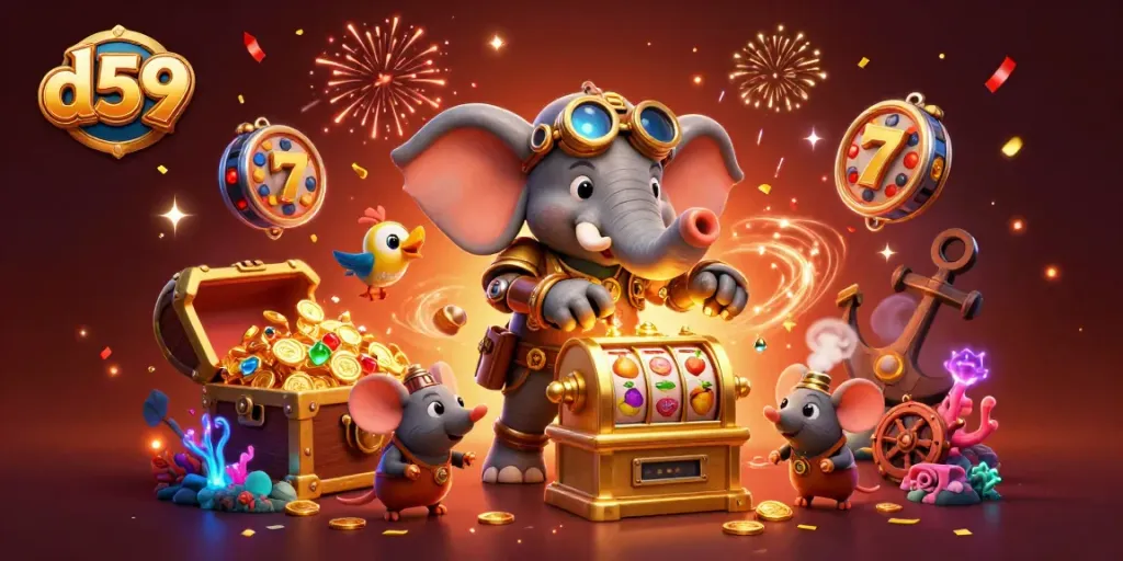 Spin the reels with d59's vibrant steampunk slot machine, featuring dynamic gameplay elements.