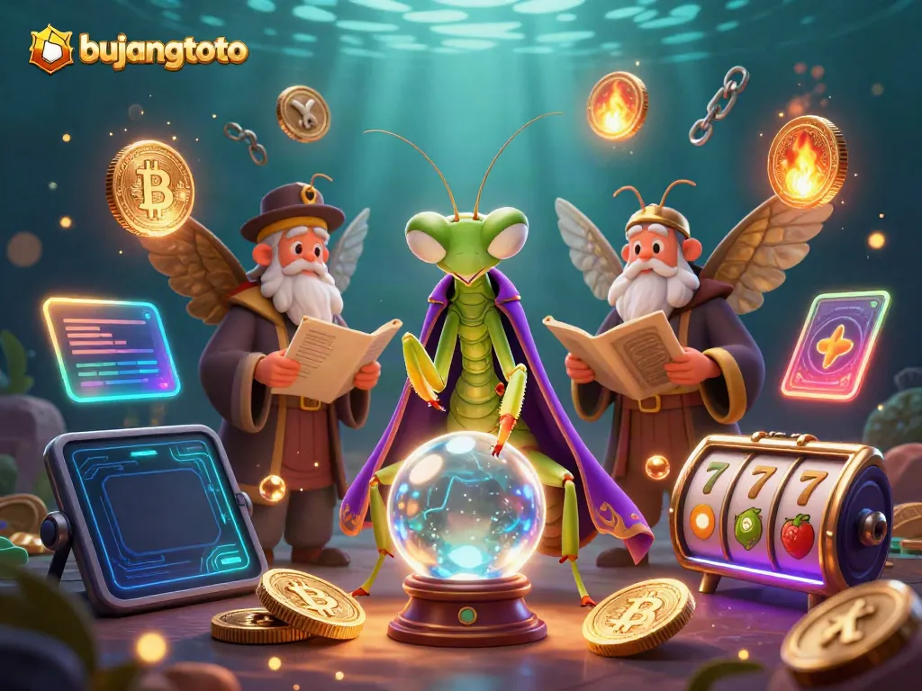 Join the fortune teller in a mystical display of bujangtoto with exciting 3D slot elements and crypto coins.