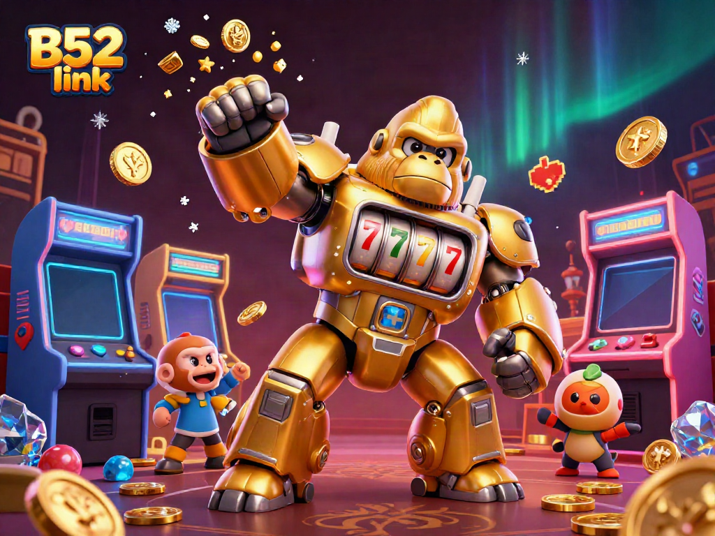 Spin the reels and win big at B52 link, with a dynamic casino mech scene bursting with 3D gaming excitement.