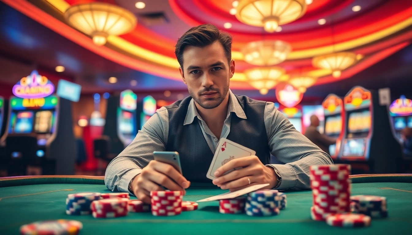 Menghadirkan suasana kasino dengan dealer poker beraksi di https://www.dreamnetwork.app/. Dikelilingi chip berwarna-warni dan mesin slot.