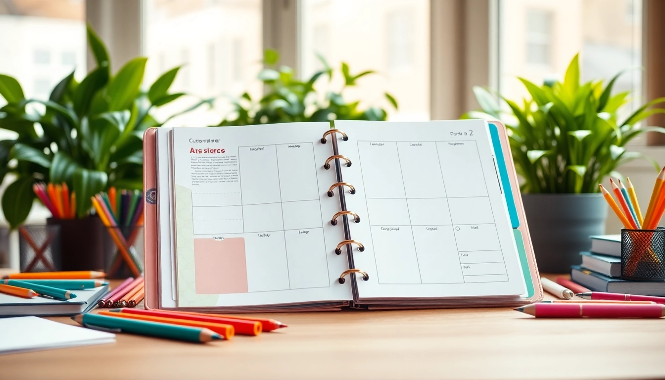 Create Your Perfect Planner with a vibrant design set against a creative workspace.