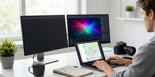 Professional workspace showcasing the Outscraper Google Maps Scraper in action with data extraction tools.