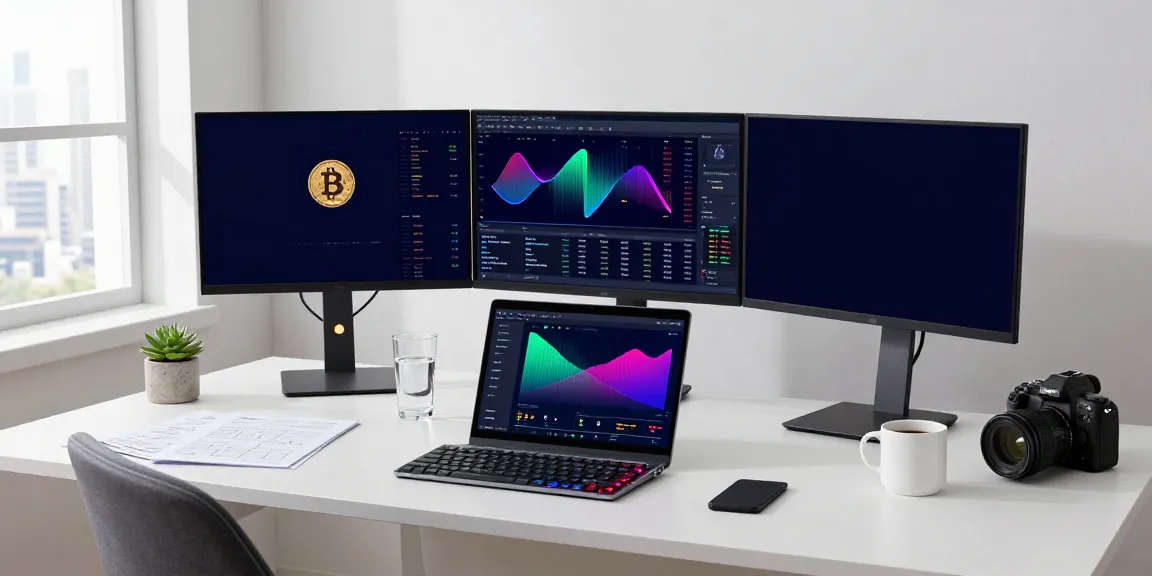 股票数据接口 showcasing advanced cryptocurrency trading setup with digital wallets and financial analysis tools