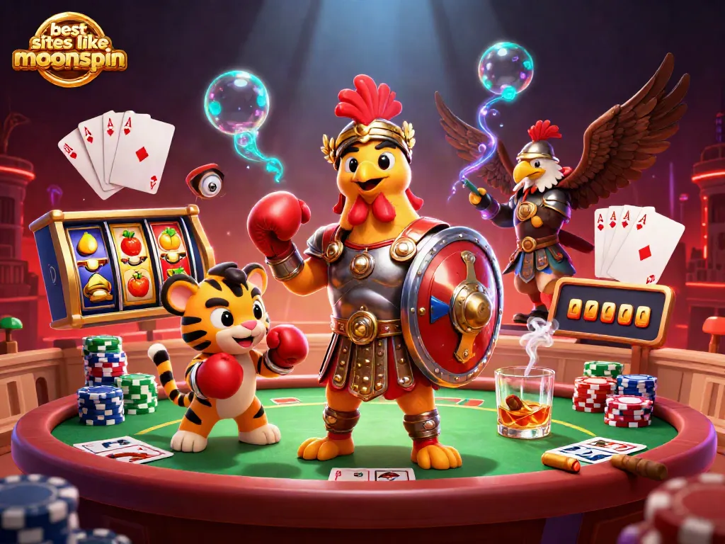 Win big with the best sites like MoonSpin, showcasing a lively casino battle!
