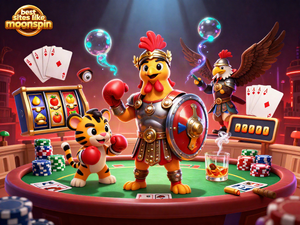 Win big with the best sites like MoonSpin, showcasing a lively casino battle!