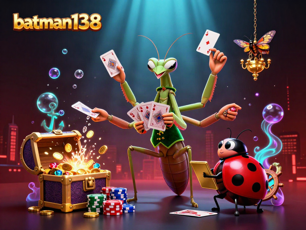 Experience thrilling gameplay with batman138 featuring colorful gems and dynamic characters in a casino scene.