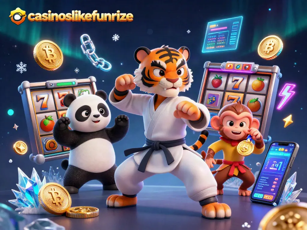 Experience casinoslikefunrize with a lively scene of vibrant characters and colorful game elements.