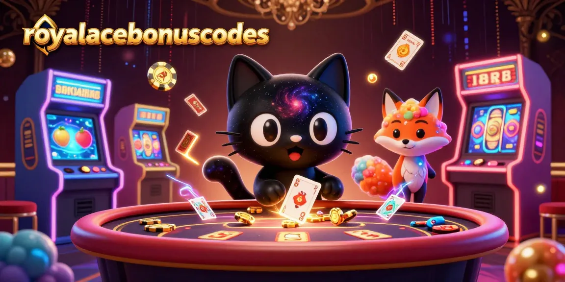 Engage with royalacebonuscodes at a vibrant cosmic casino table featuring playful characters.