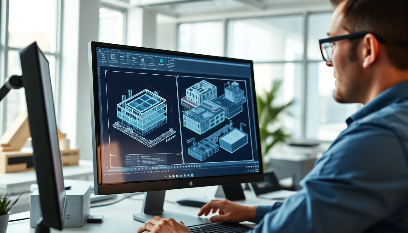 Engineer reviewing Plant 3D isometrics on a computer screen in a bright office setup.